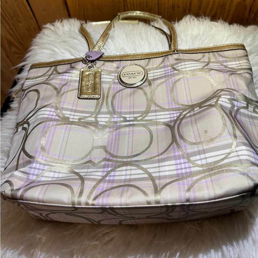 Coach F17474 Signature Multicolor Tartan Tote Shoulder Bag - Picture 5 of 14